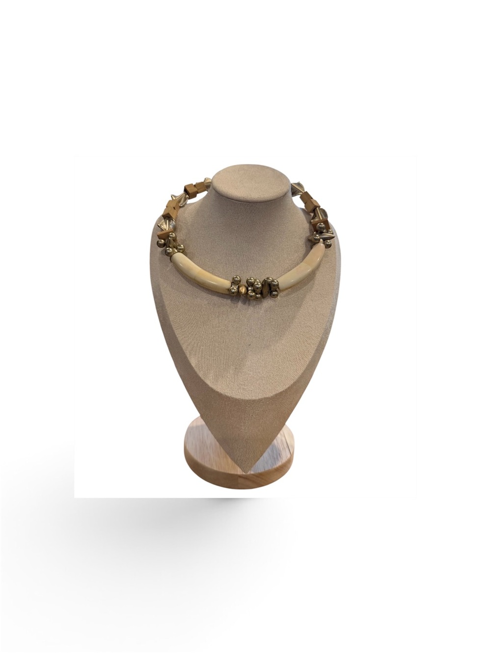 Chico's Cream and Gold Statement Collar Necklace